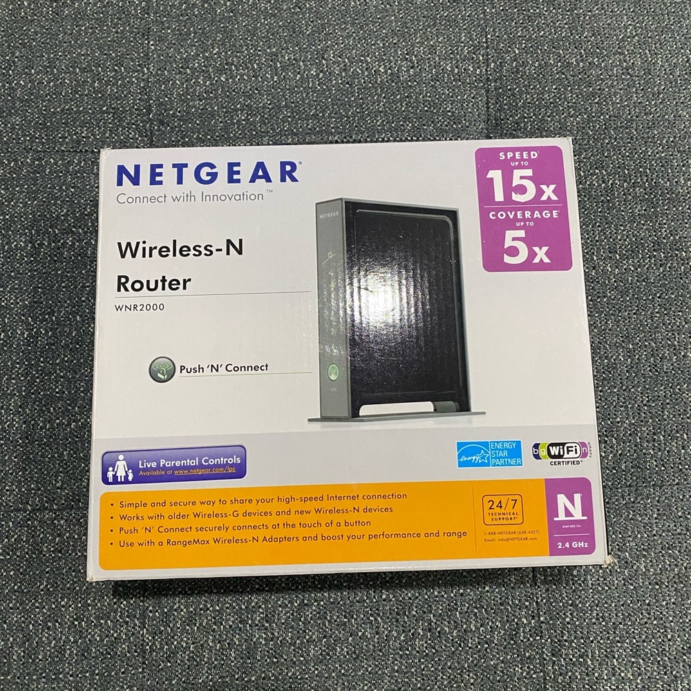 - netgear wirerless-n router. Smoke/pet free home